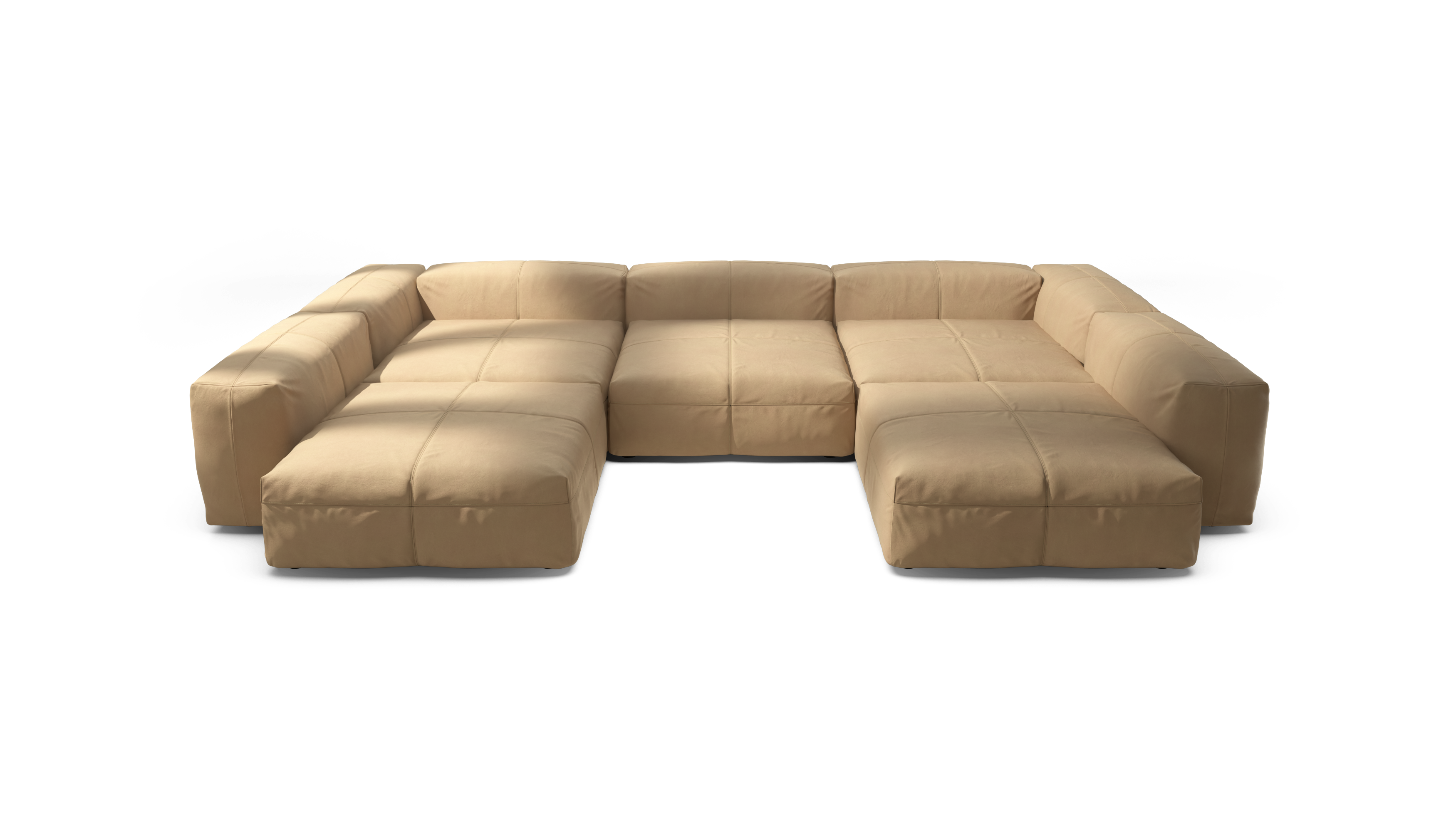 vetsak Sofa Set 06 divano pelle beige a U 377x241 cm