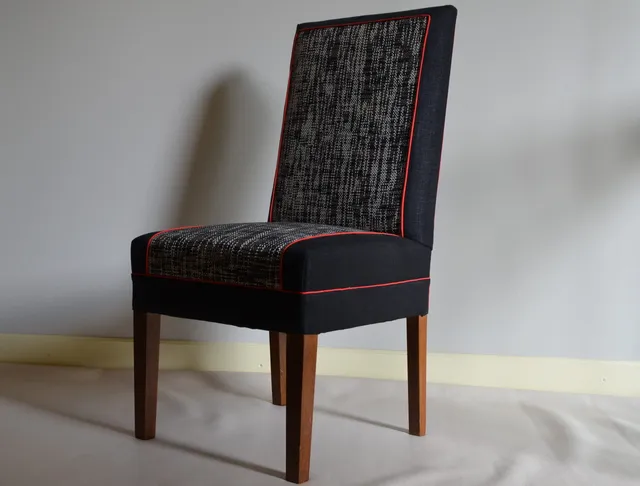 Ravasi Nerina sedia vintage lino nero pezzo unico