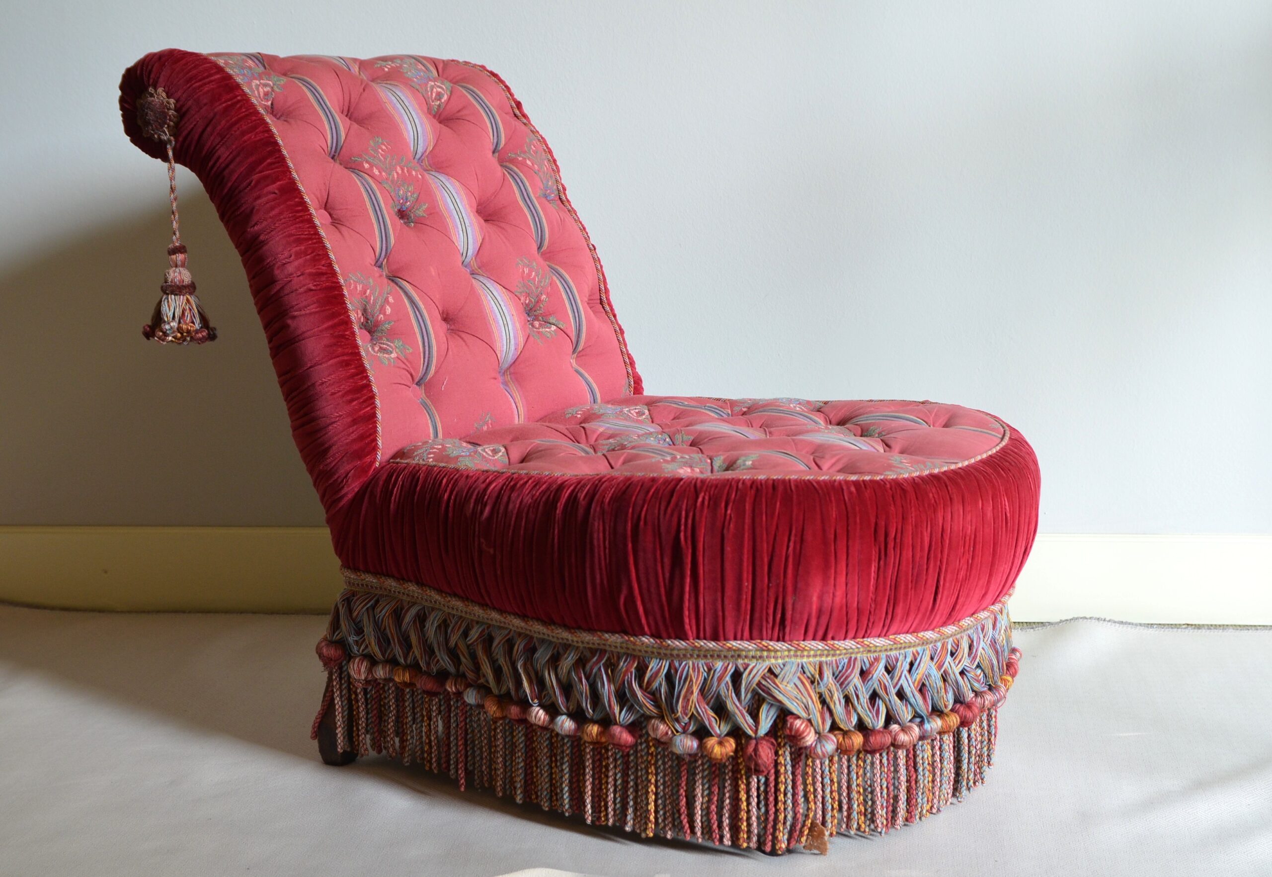 Ravasi Francesina poltroncina vintage velluto rosso 75 cm