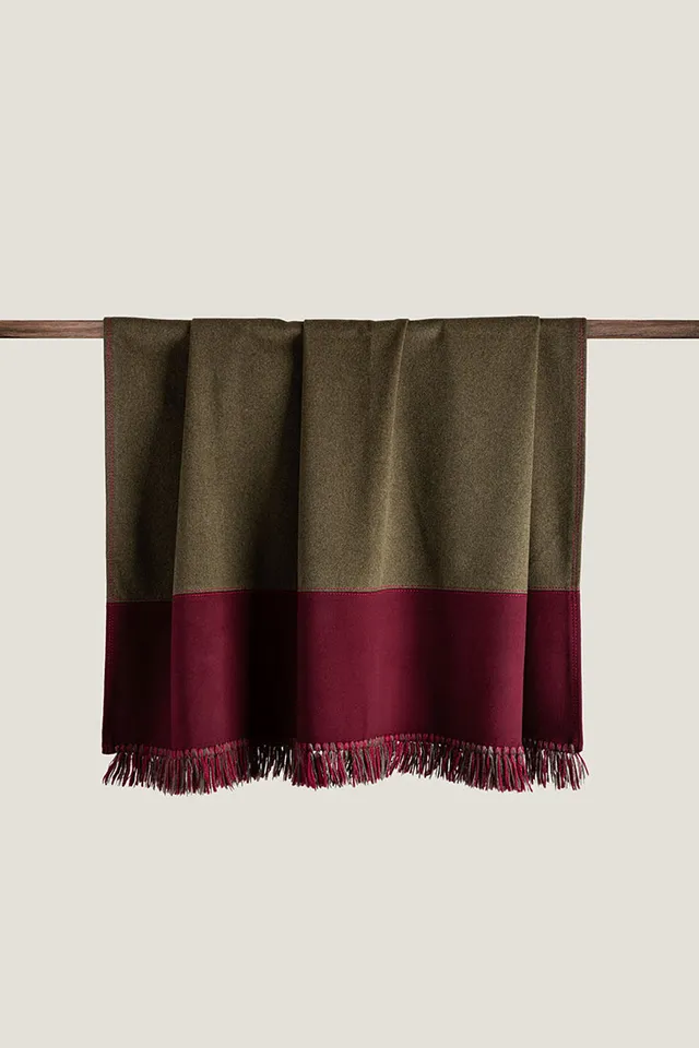 Ravasi Maiorca plaid lana cachemire verde bordeaux