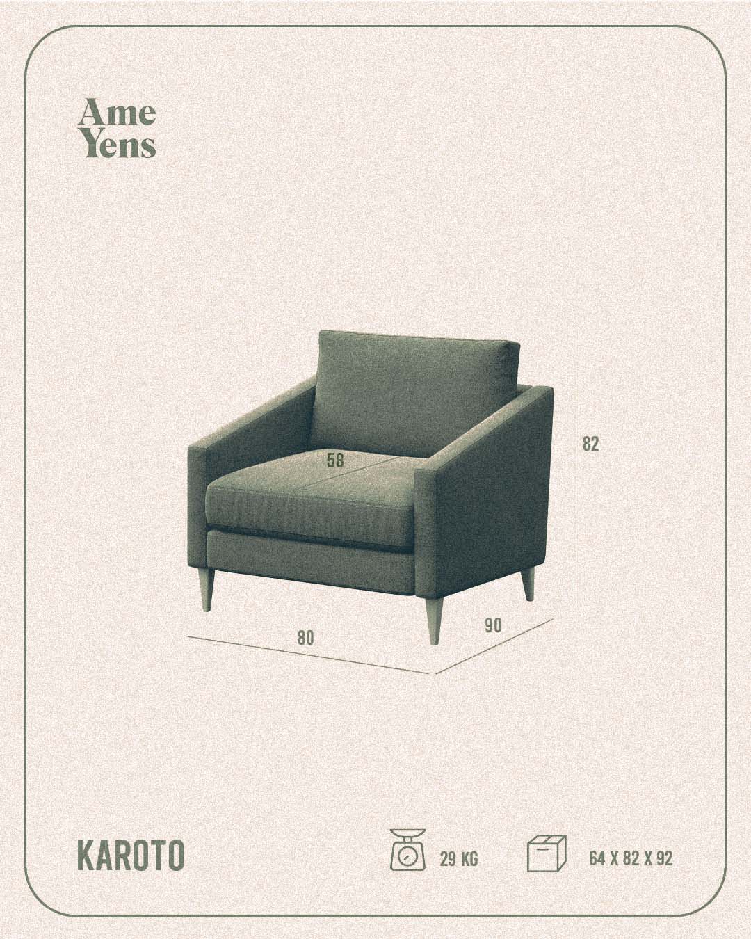 Ame Yens Karoto poltrona 1 posto 80 cm retrò