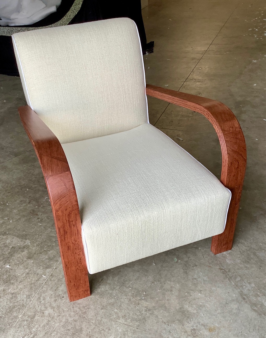 Ravasi African Rosewood poltroncina lino bianco neve
