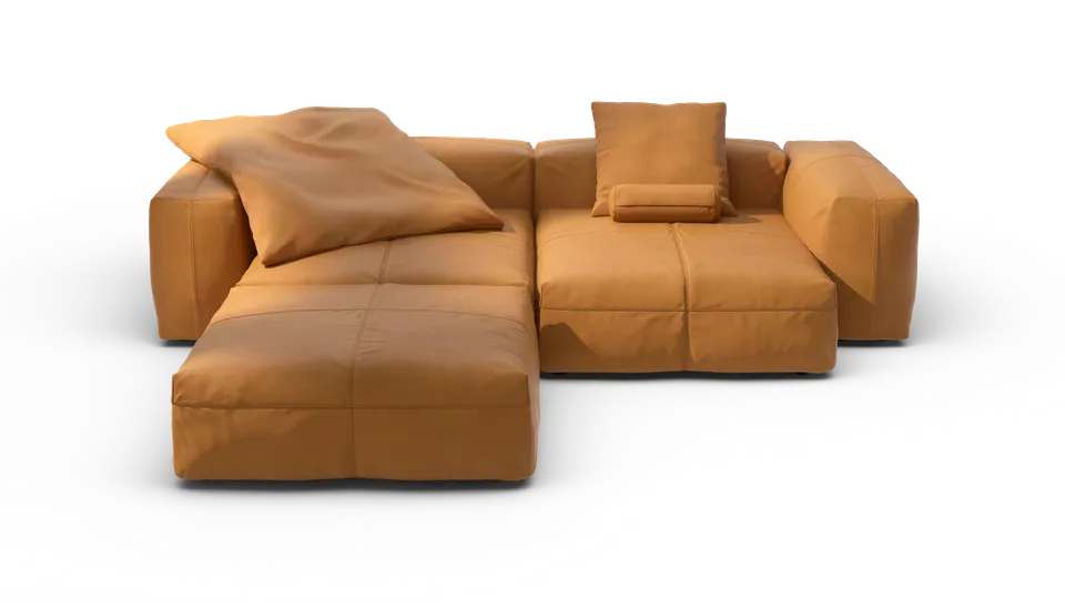 vetsak Sofa Set 03 divano angolare pelle marrone