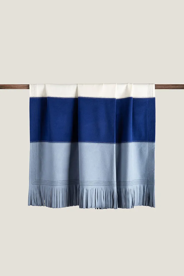 Ravasi Zante plaid lana cachemire azzurro 183x135