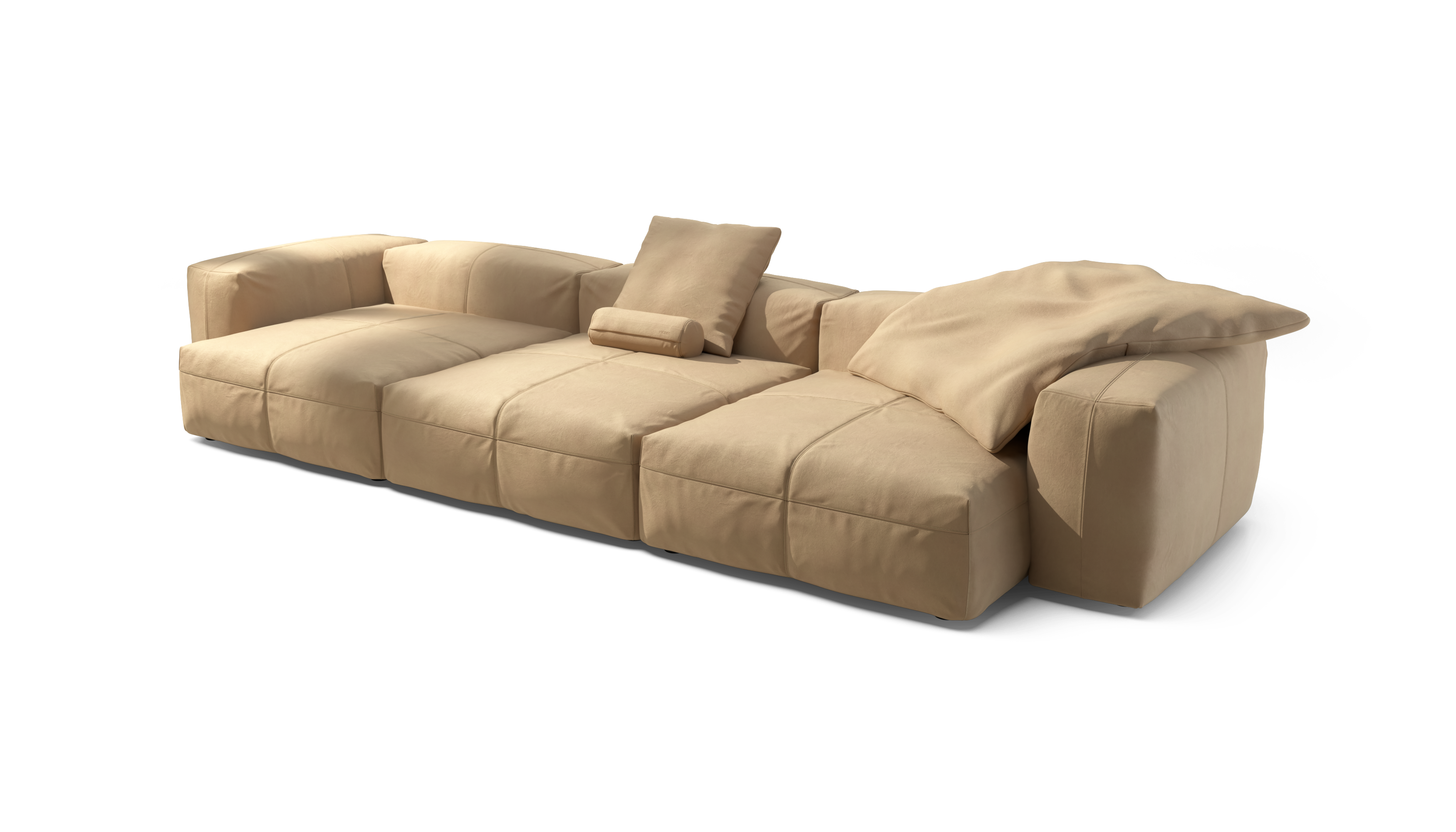 vetsak Sofa Set 05 divano modulare pelle beige 5 posti 377x136