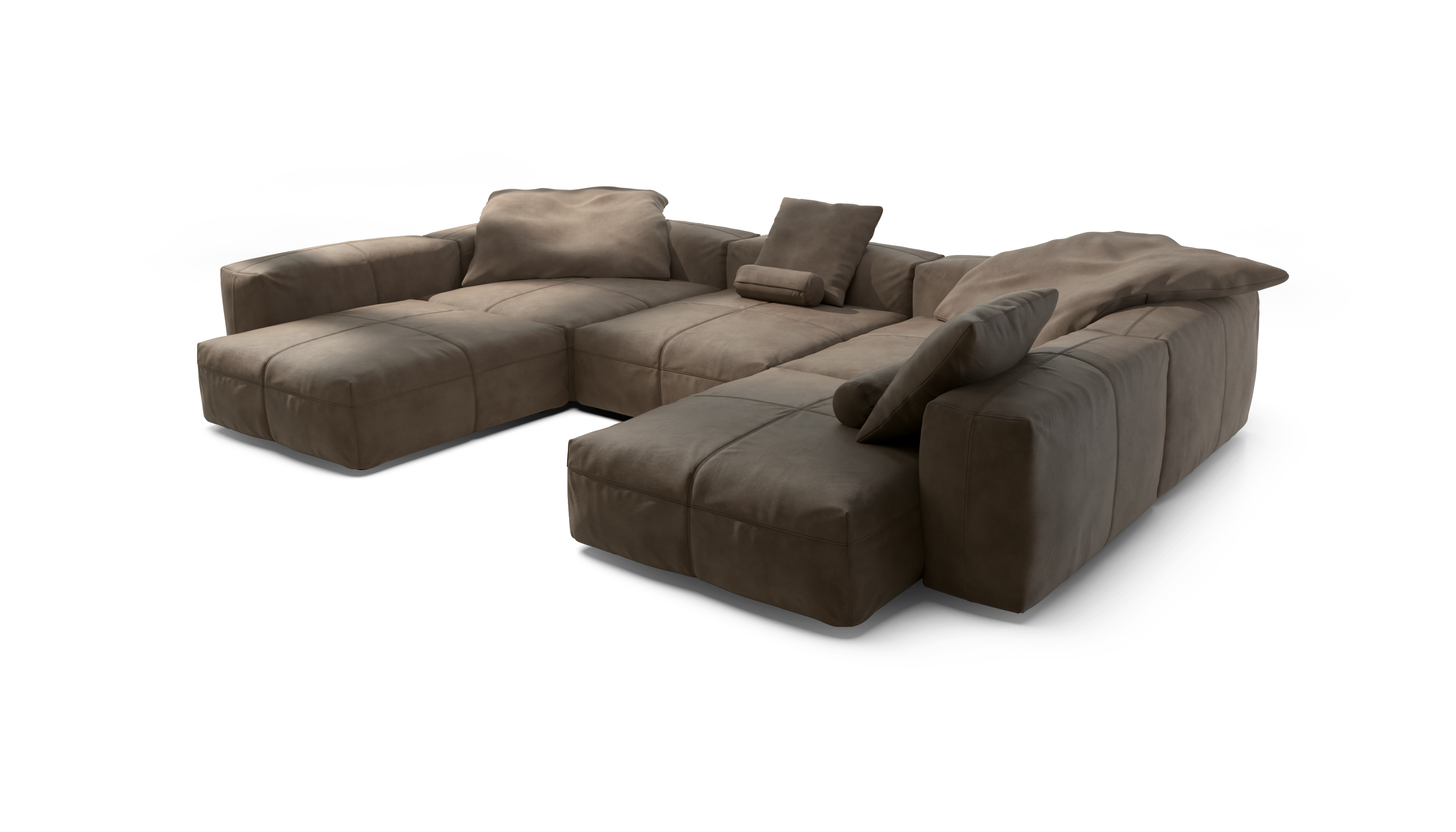 vetsak Sofa Set 06 divano cacao pelle 6,5 posti a U