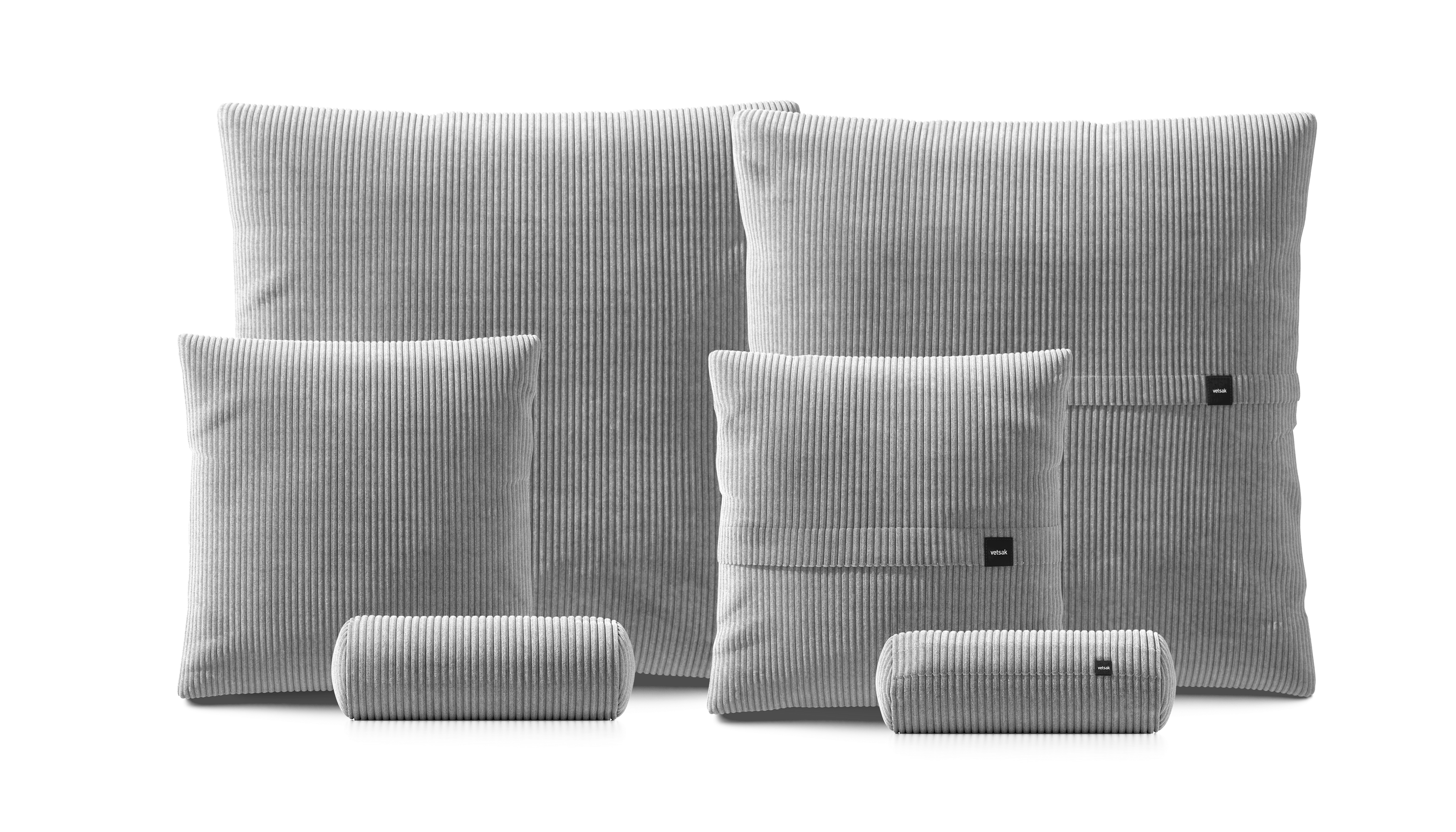 vetsak Cord Velour Pillow Set 3 cuscini grigio chiaro 6 pezzi