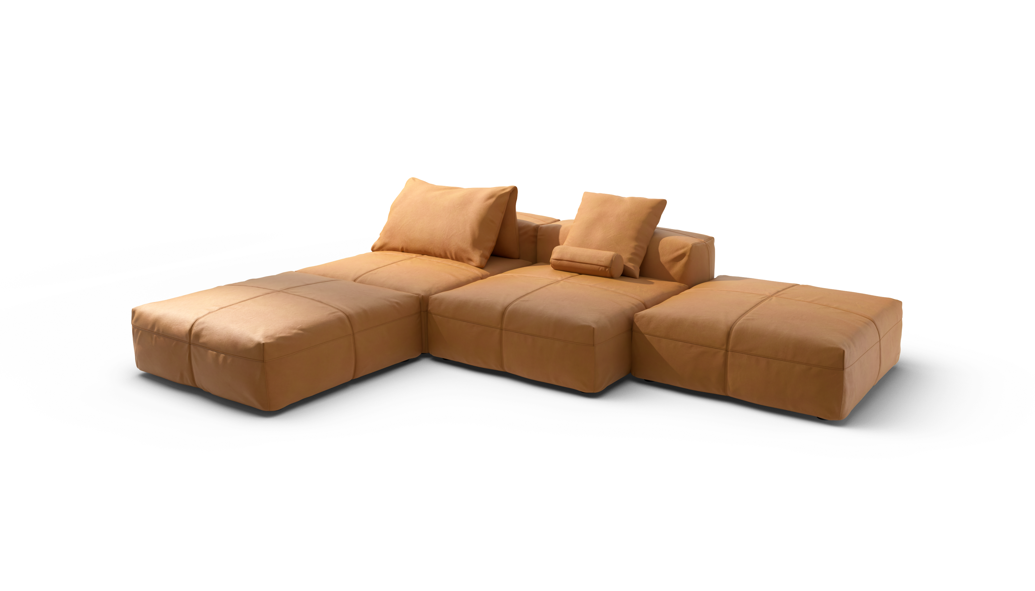 vetsak Sofa Set 08 Daybed divano modulare pelle marrone 6 posti