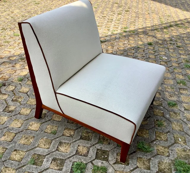 Ravasi Mahogany poltroncina lino bianco mogano