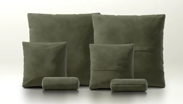 vetsak Pillow Set 3 set 3 cuscini pelle oliva