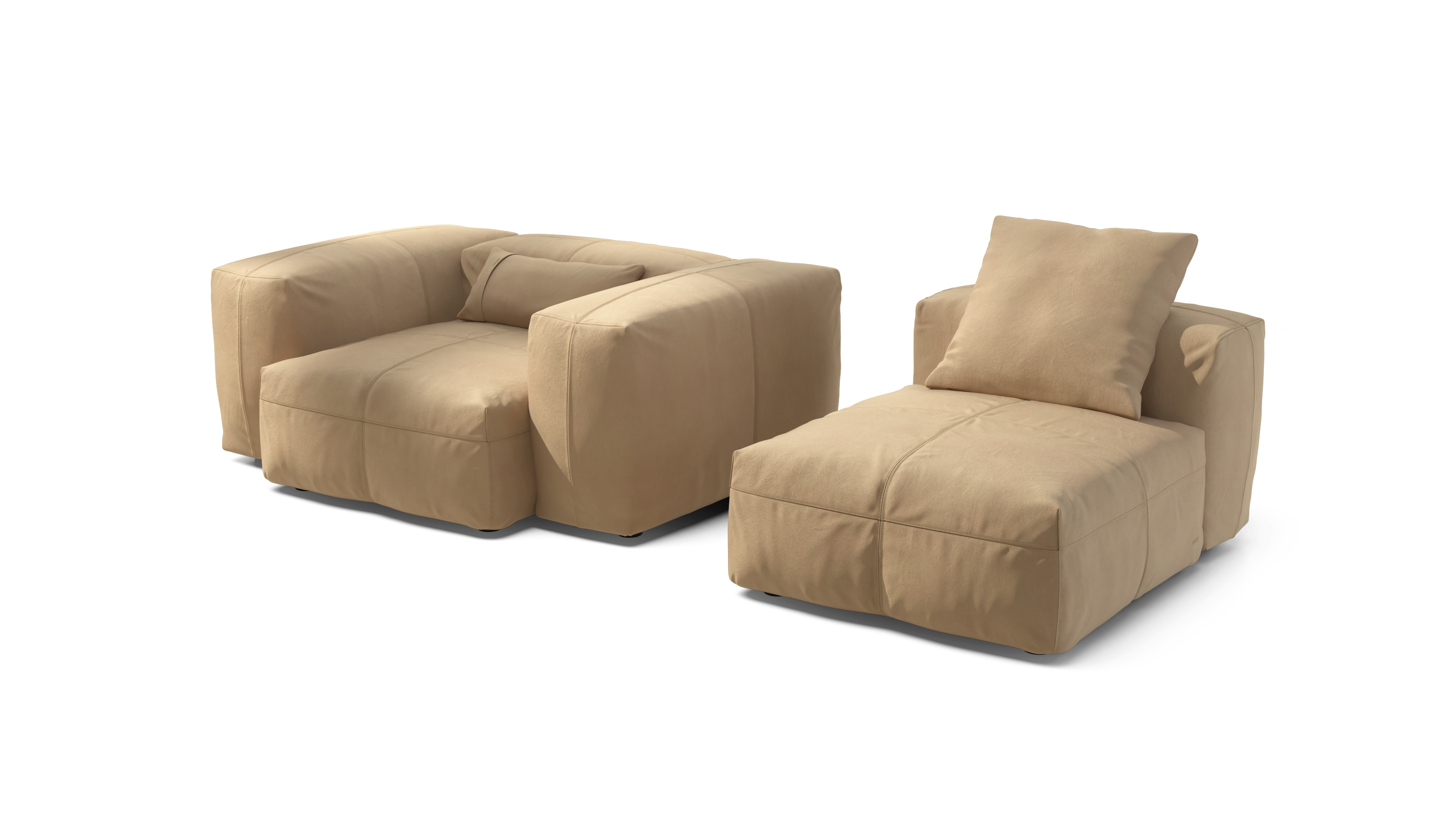 vetsak Sofa Set 02 Medium divano modulare Leather Beige 3 posti