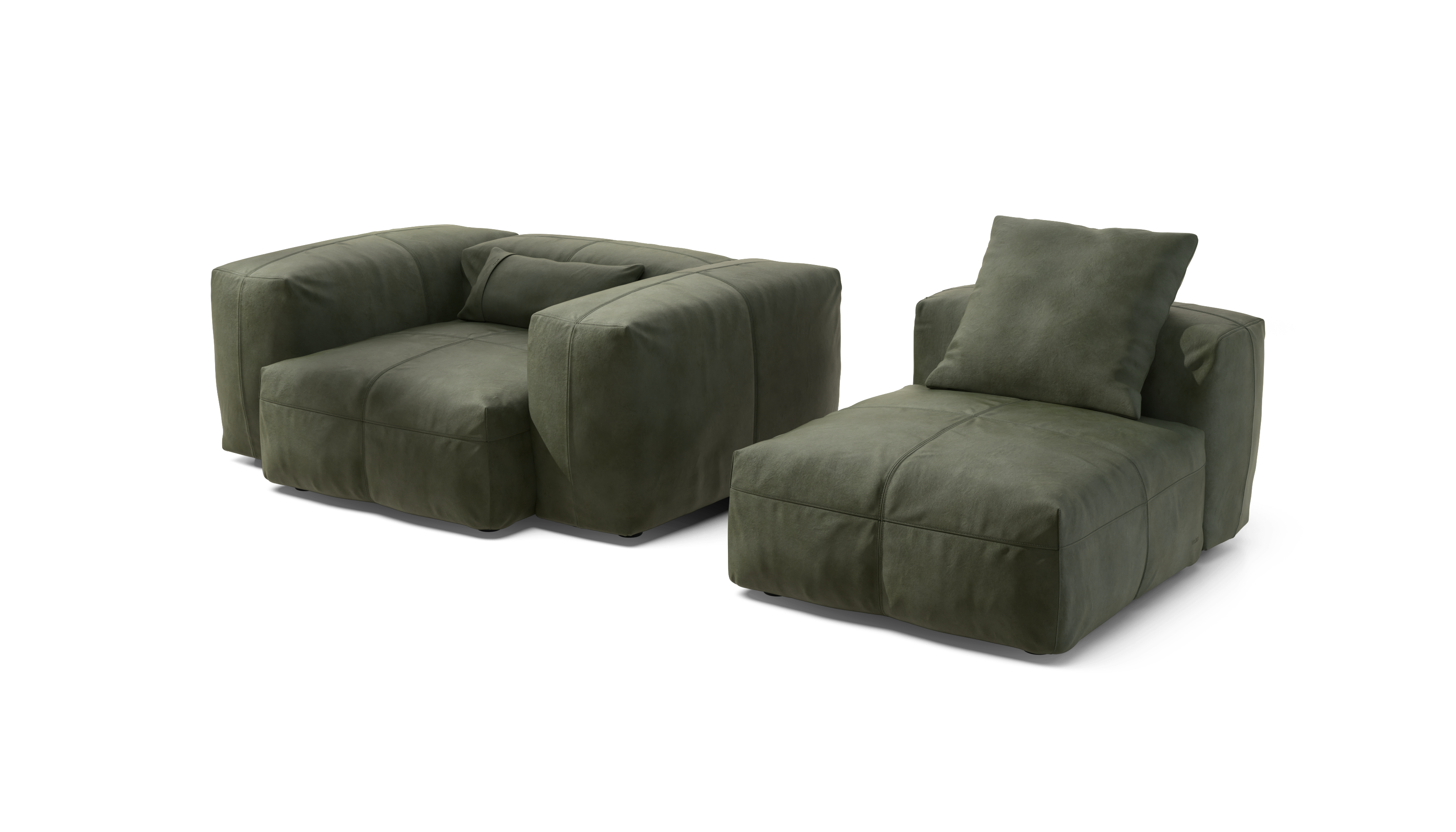 Vetsak Set 02 Medium divano modulare pelle oliva 230 cm