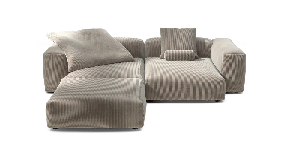 vetsak Sofa Set 03 divano platino velluto 3,5 posti a L