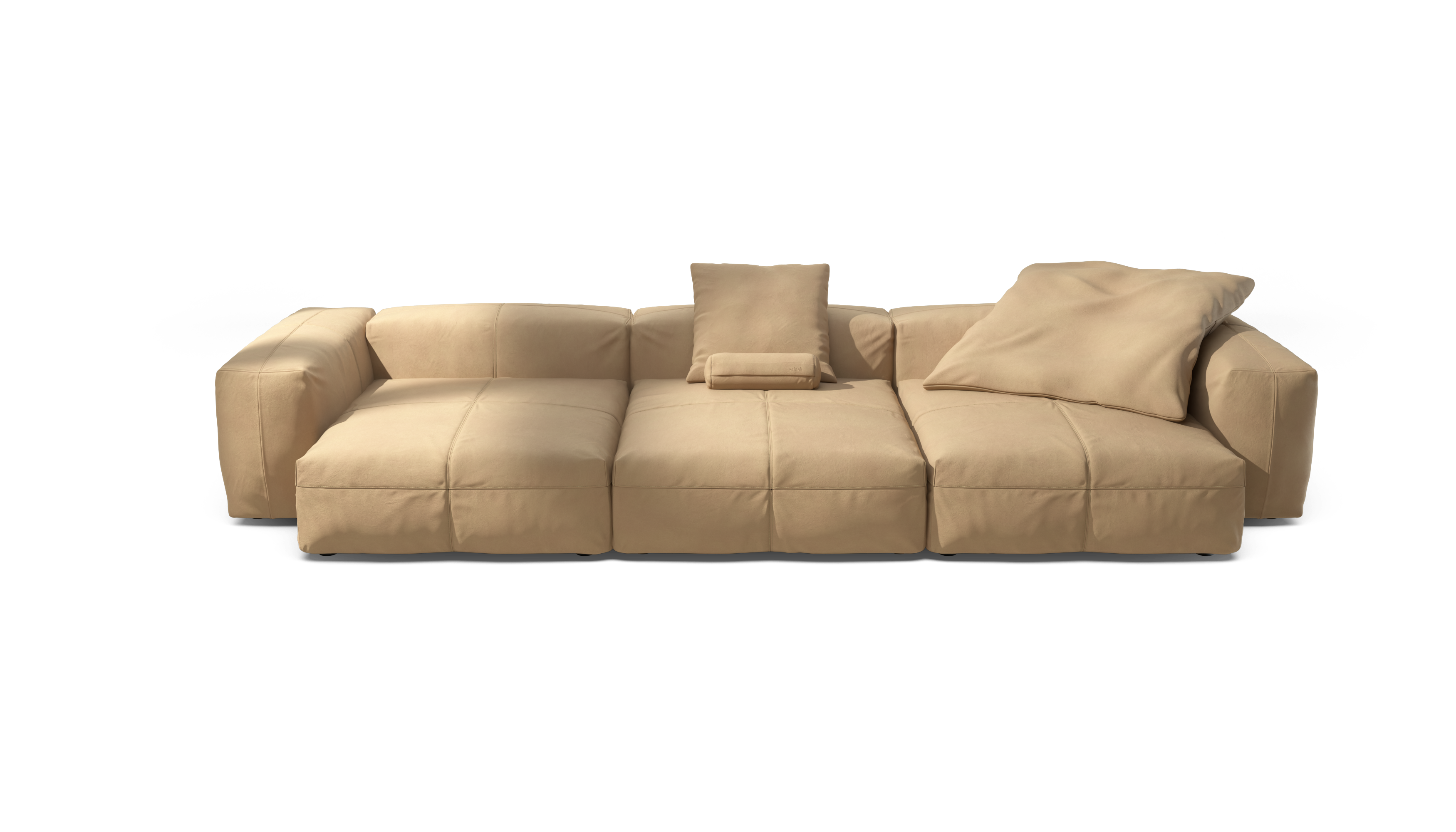 vetsak Sofa Set 05 divano modulare pelle beige 5 posti 377x136