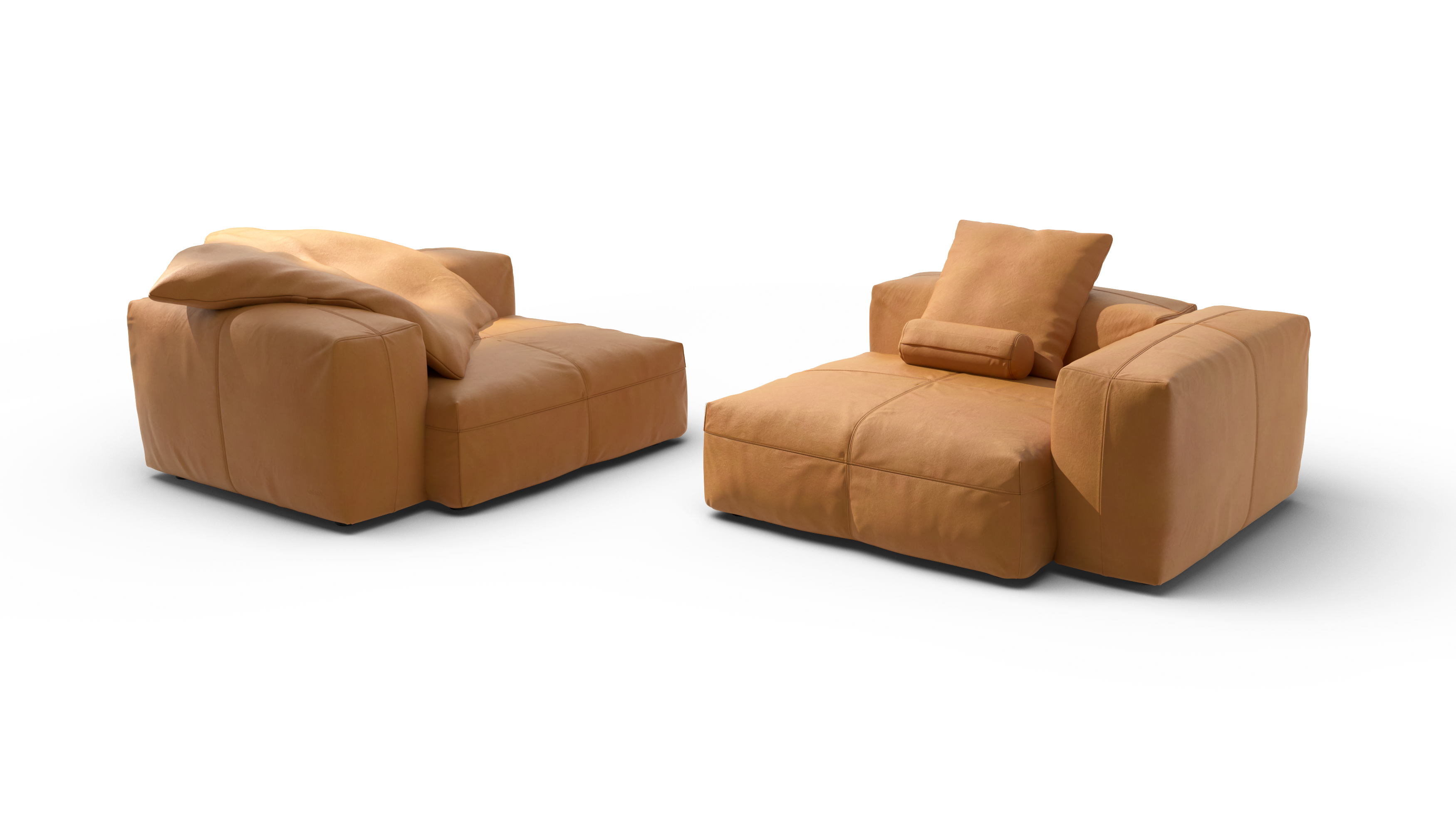 vetsak Sofa Set 02 Large divano pelle marrone 3,5 posti