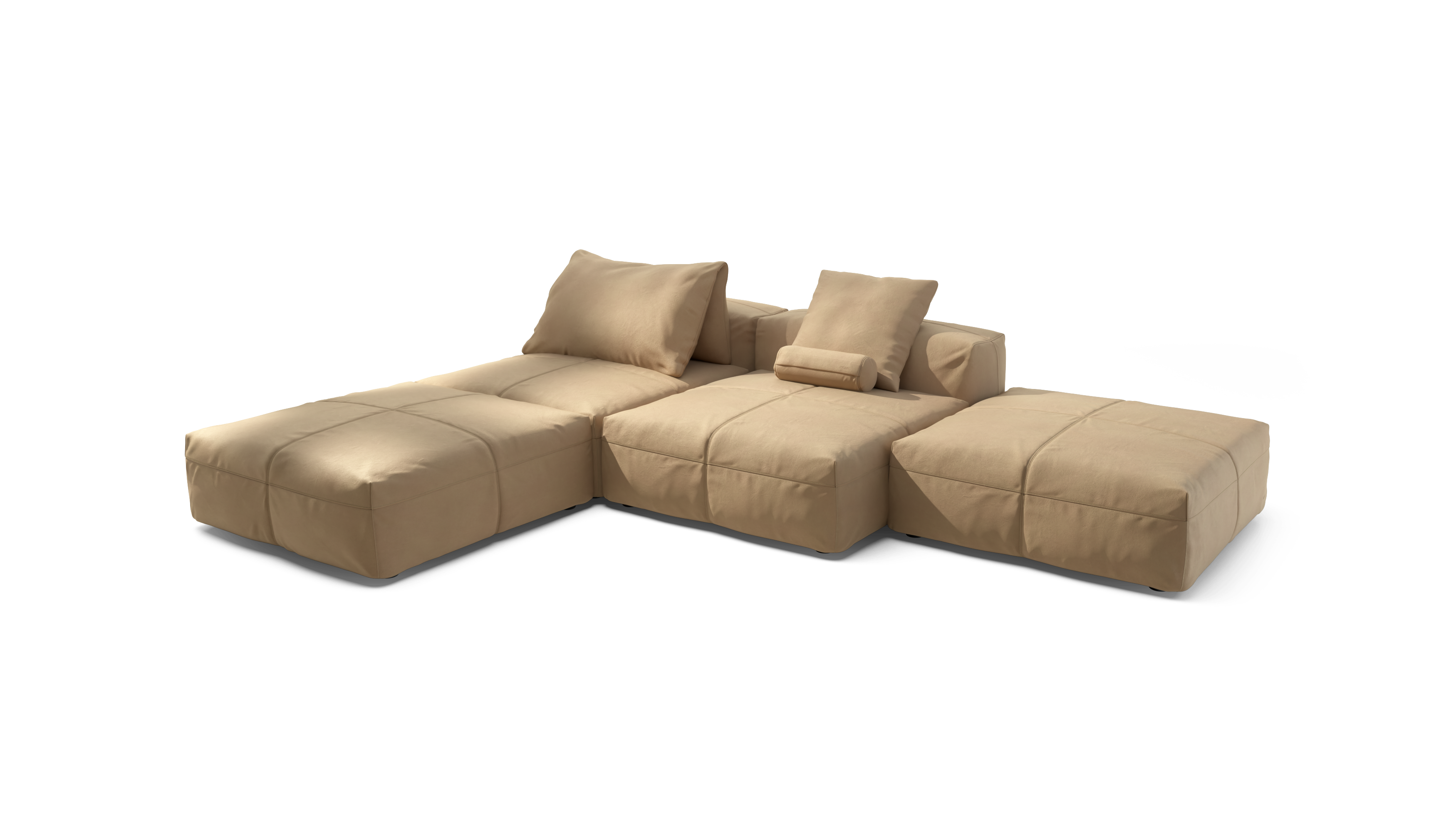 vetsak Sofa Set 08 Daybed divano beige pelle 6 posti