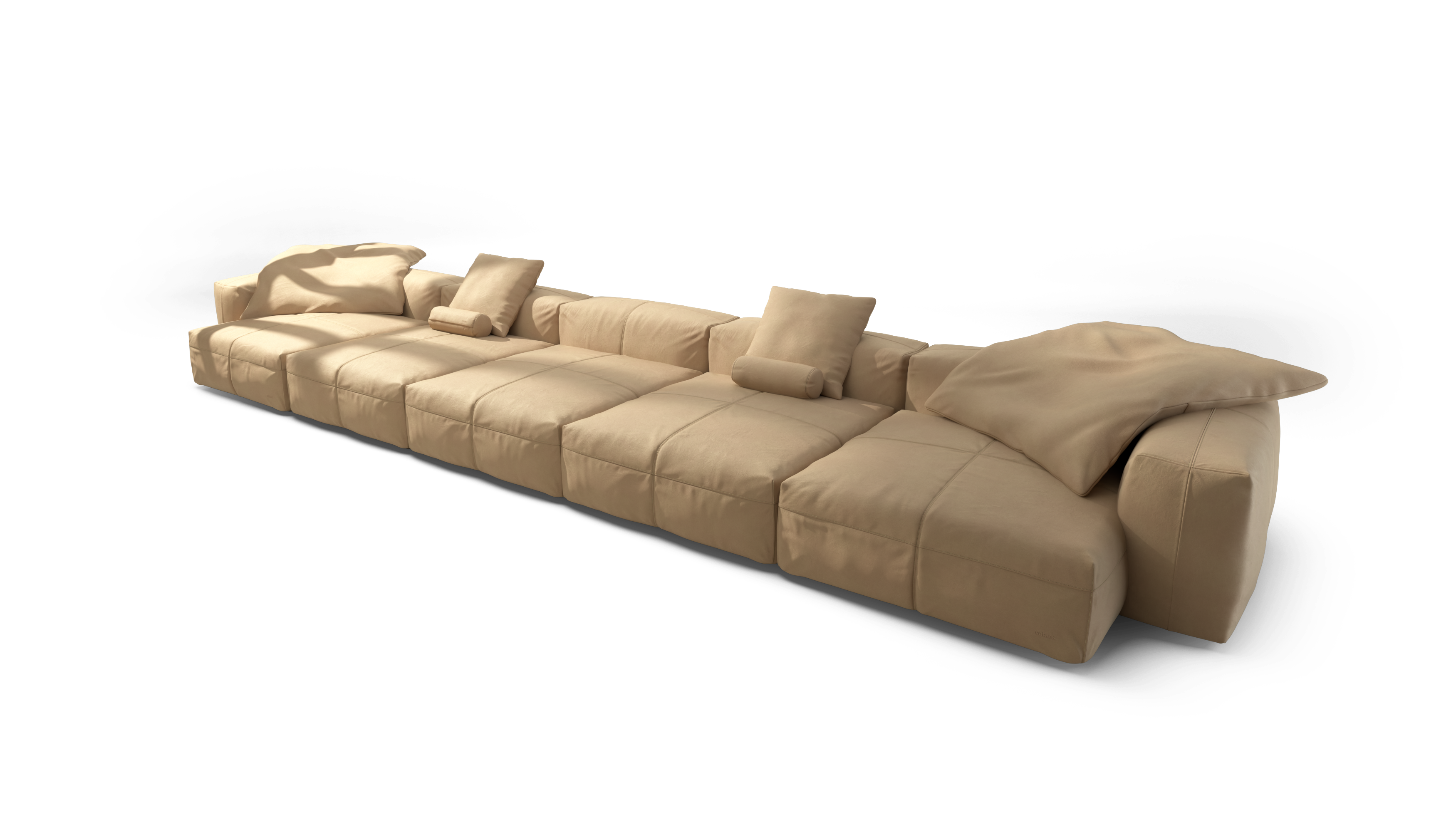 vetsak Sofa Set 06 divano pelle beige a U 377x241 cm