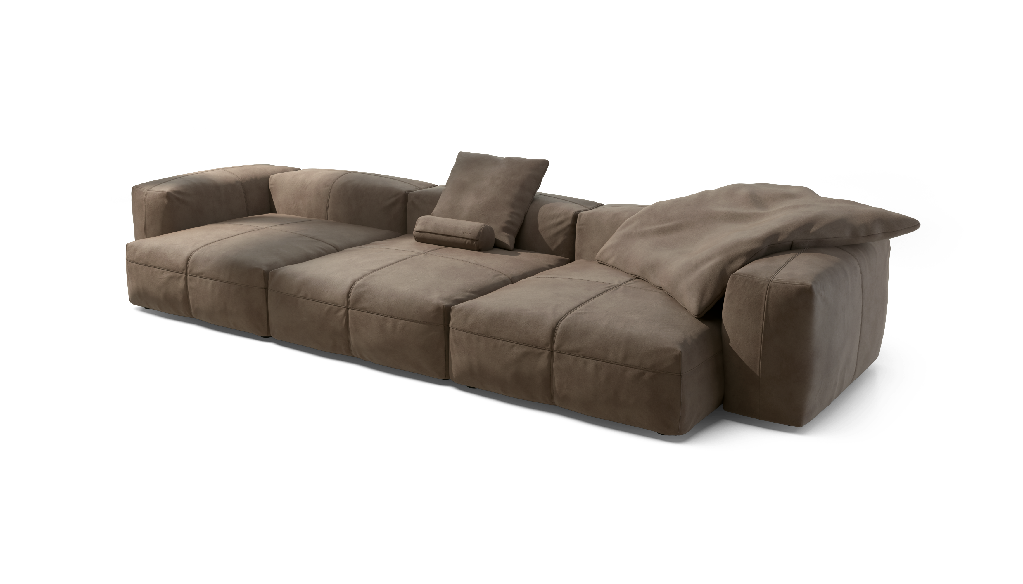 vetsak Sofa Set 05 divano pelle cacao 5 posti 377x136