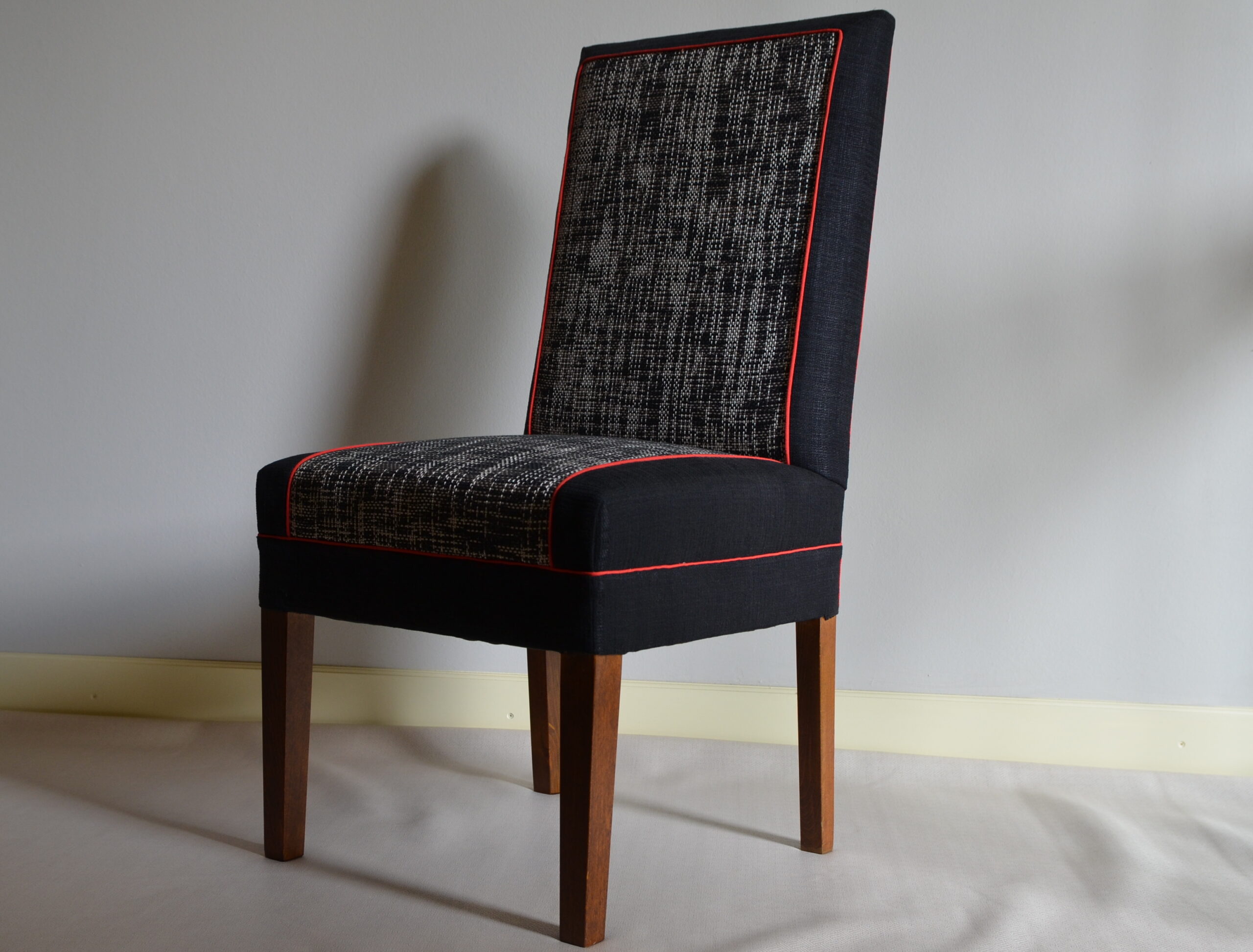 Ravasi Nerina sedia vintage lino nero pezzo unico