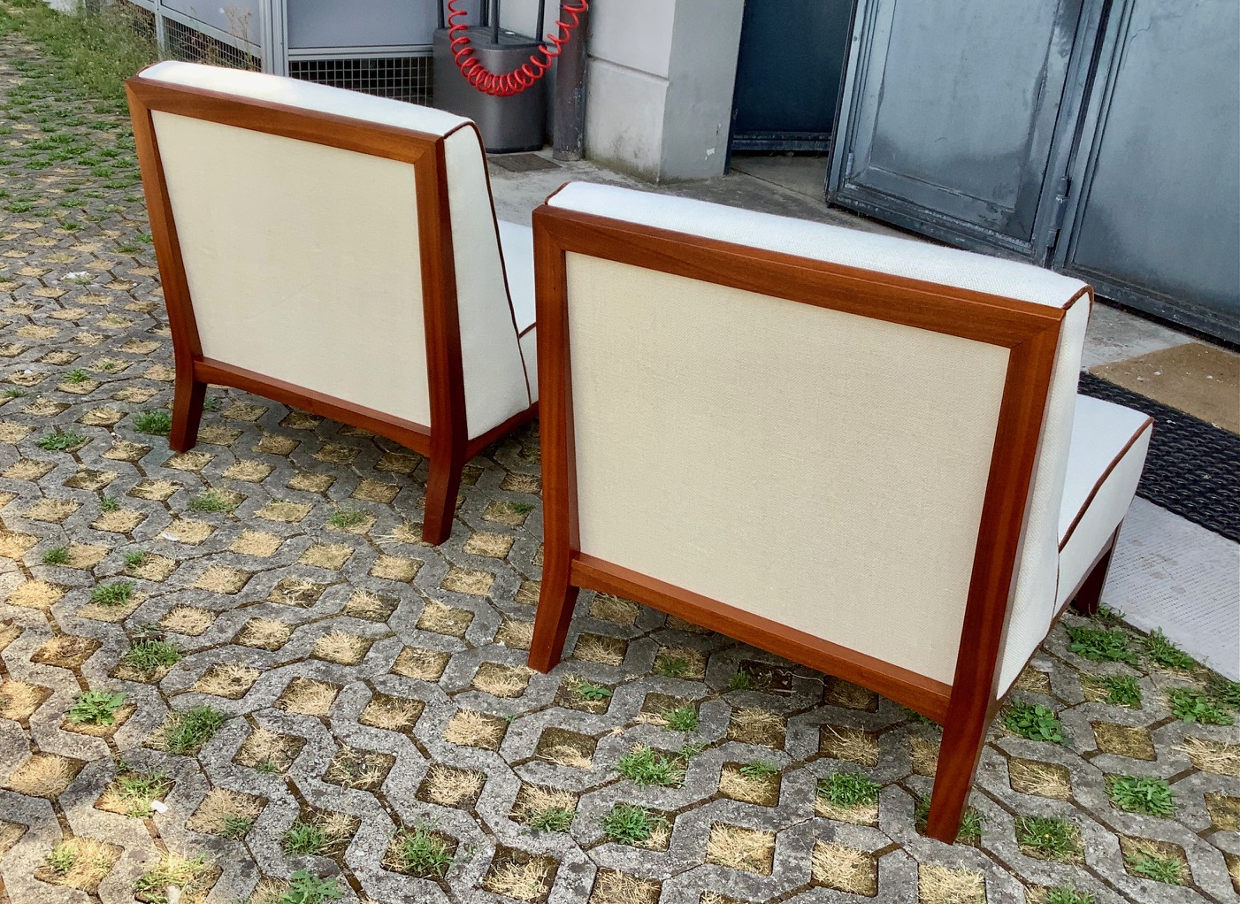 Ravasi Mahogany poltroncina lino bianco mogano
