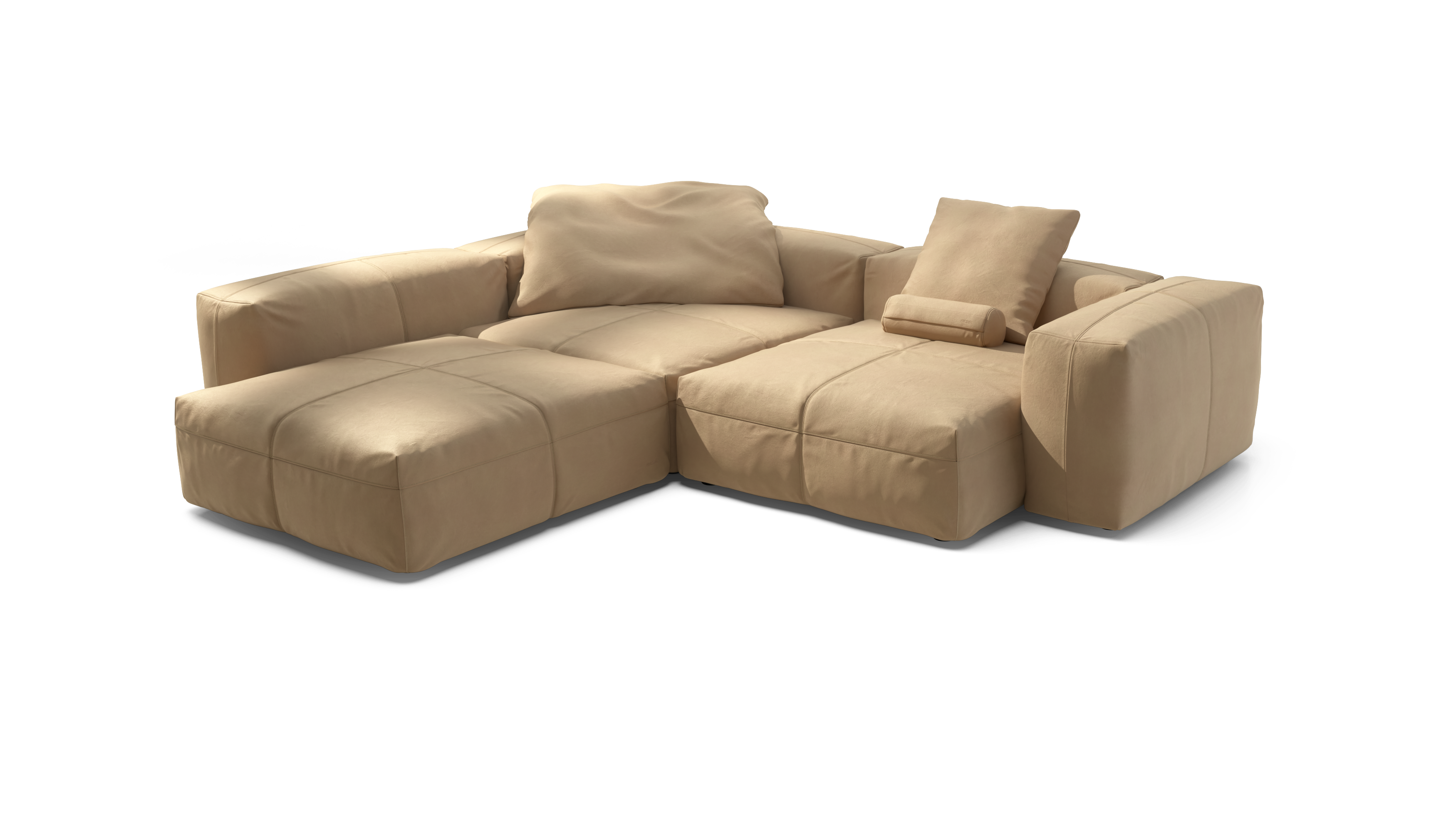 vetsak Sofa Set 05 divano modulare pelle beige 5 posti 377x136