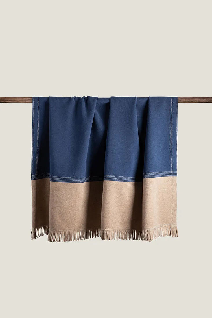 Ravasi Corfù plaid lana cachemire 187x148 azzurro