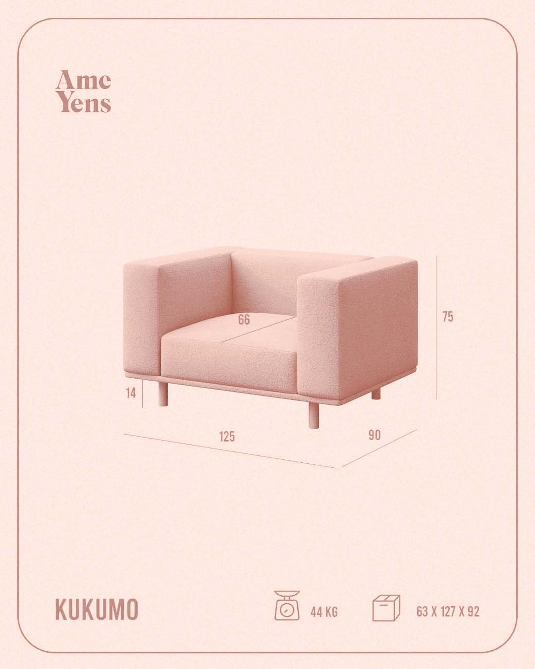 Ame Yens Kukumo poltrona 125 cm gambe legno
