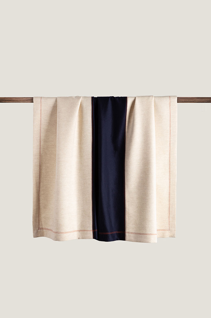 Ravasi La Maddalena plaid lana 188x140 navy arancio