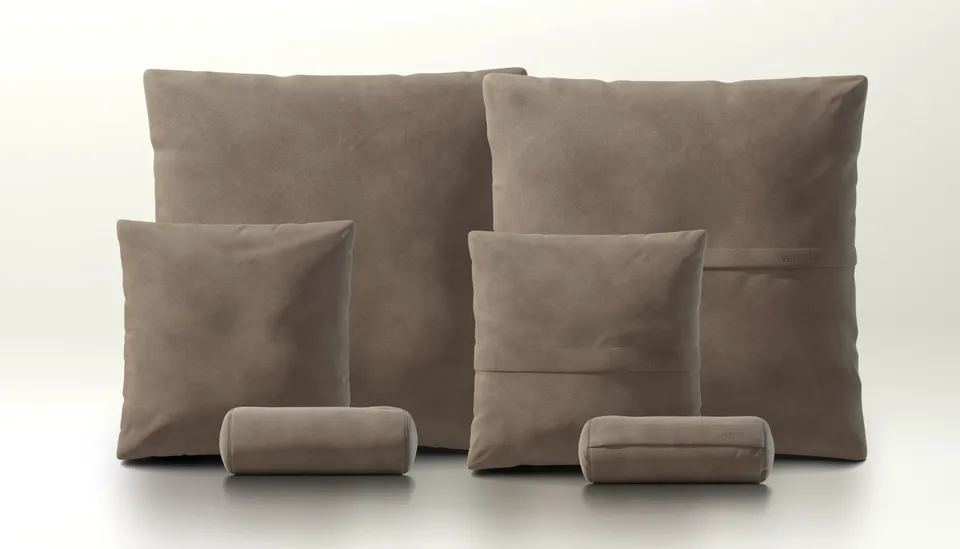 vetsak Pillow Set 3 set 3 cuscini pelle cacao