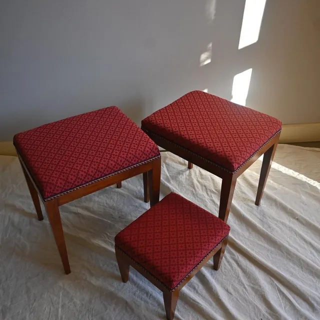 Ravasi Triade set 3 panchetti vintage cotone rosso