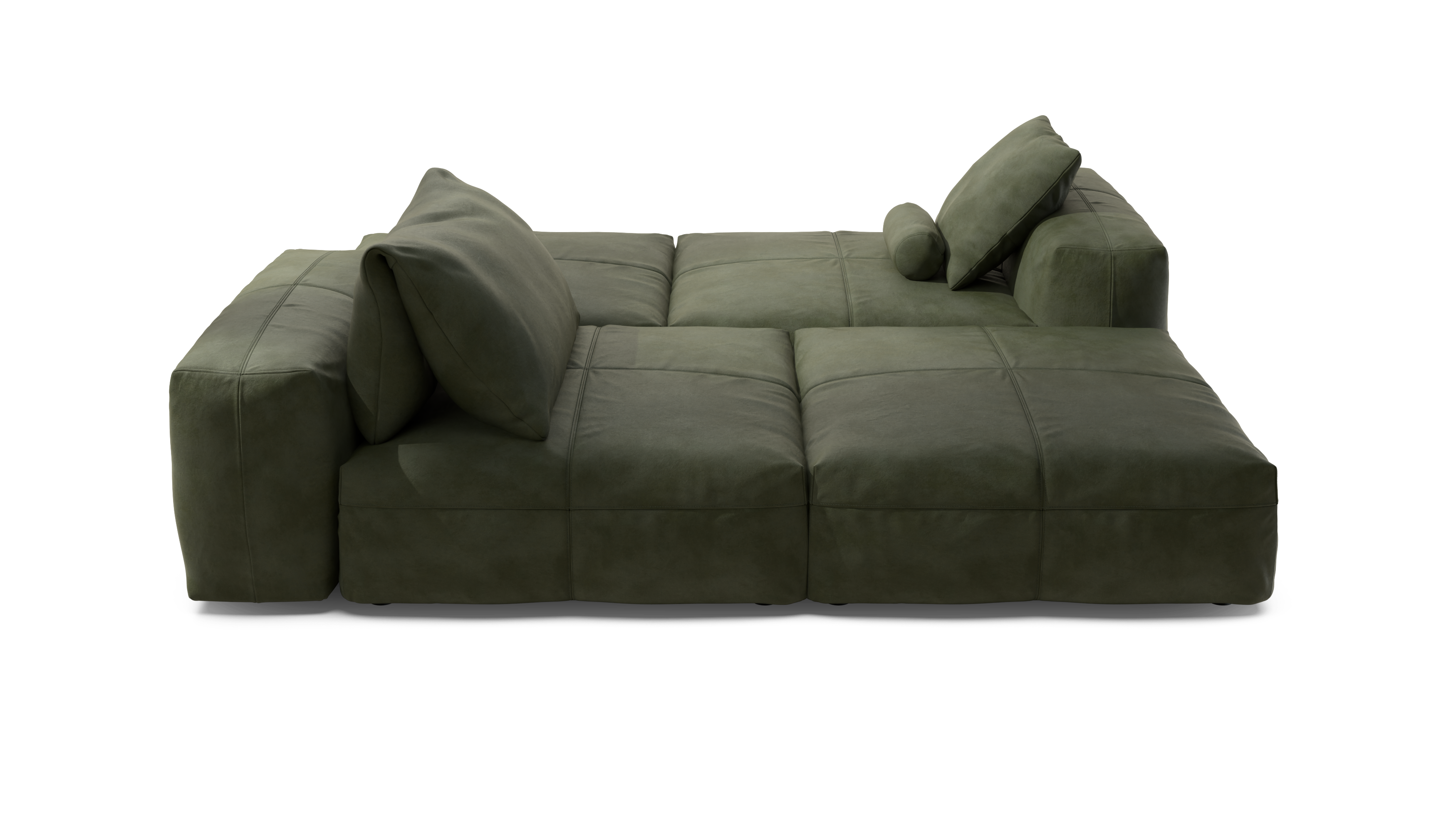 vetsak Sofa Set 08 Daybed divano 6 posti pelle oliva