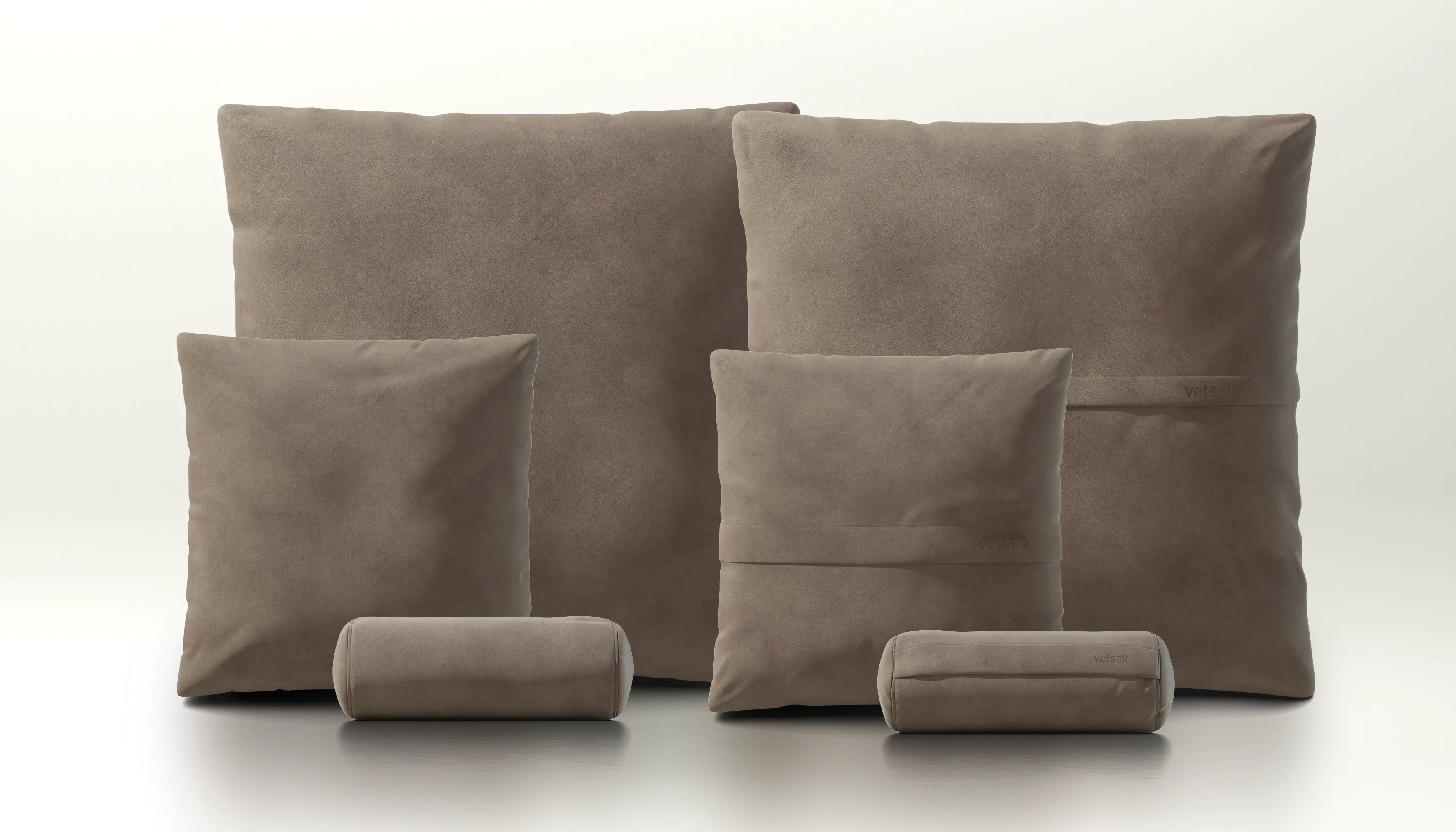 vetsak Pillow Set 3 set 3 cuscini pelle cacao