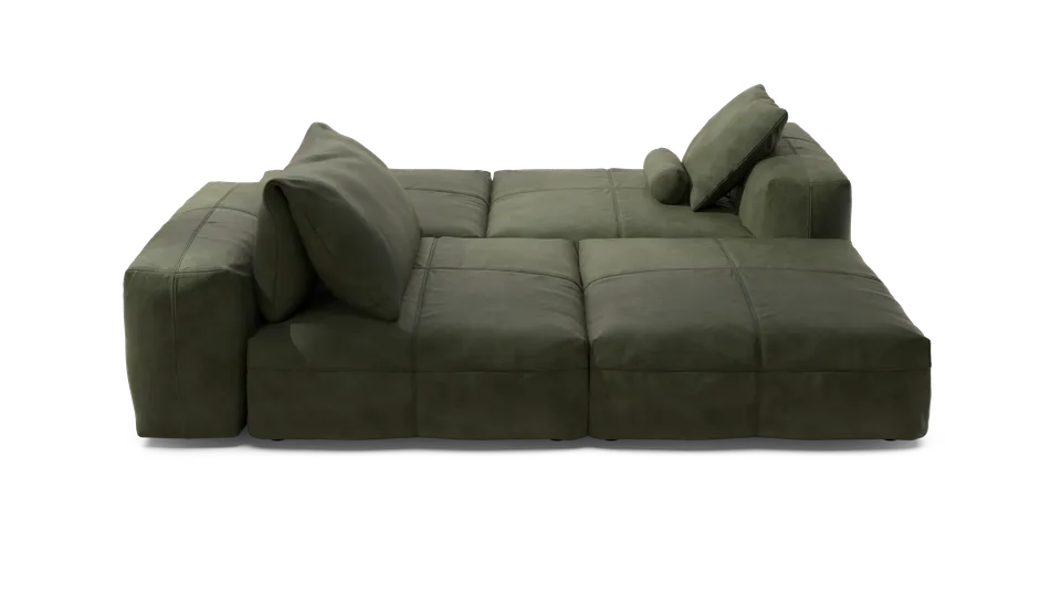 vetsak Sofa Set 08 Daybed divano 6 posti pelle oliva