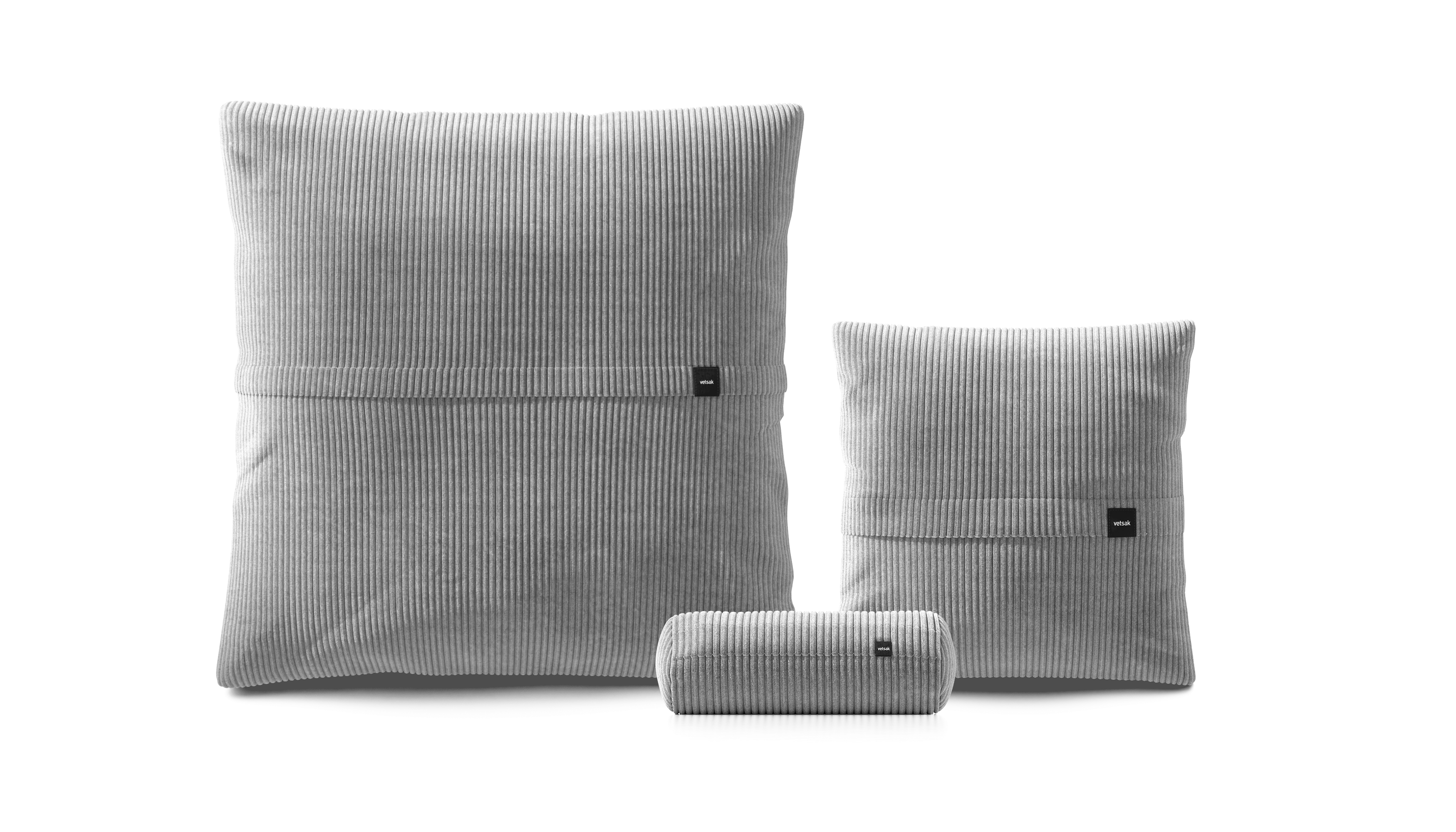 vetsak Set 2 set cuscini grigio chiaro velluto a coste