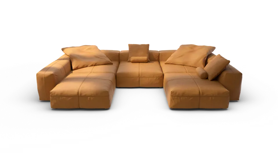 vetsak Sofa Set 06 divano modulare a U pelle marrone