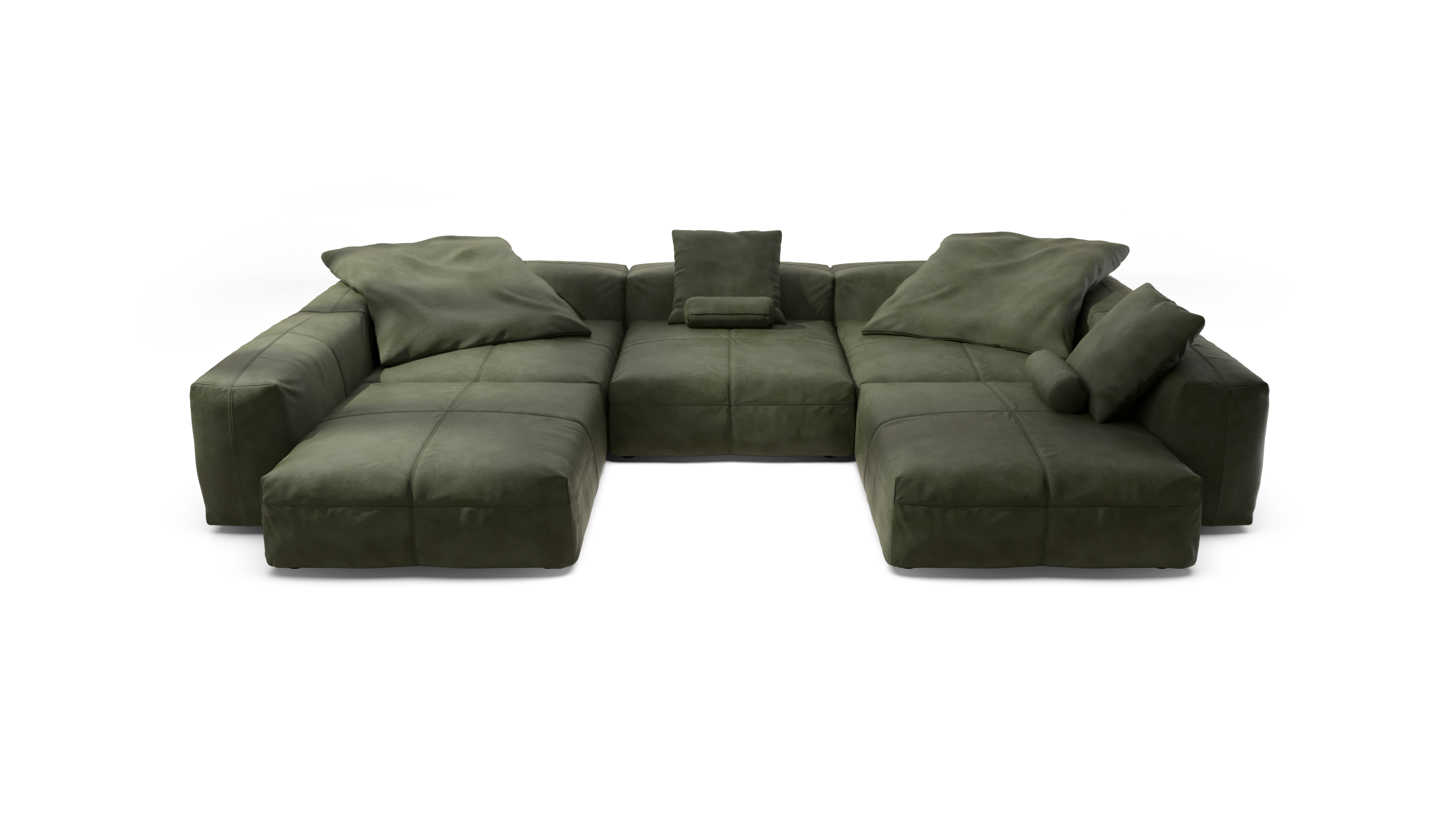 vetsak Sofa Set 06 divano angolare pelle Oliva 377x241 6,5 posti