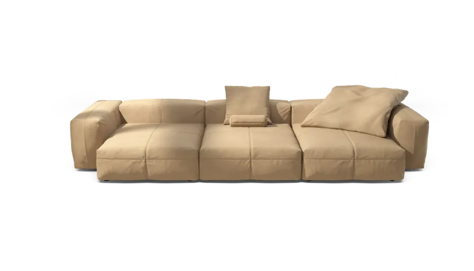 vetsak Sofa Set 05 divano modulare pelle beige 5 posti 377x136