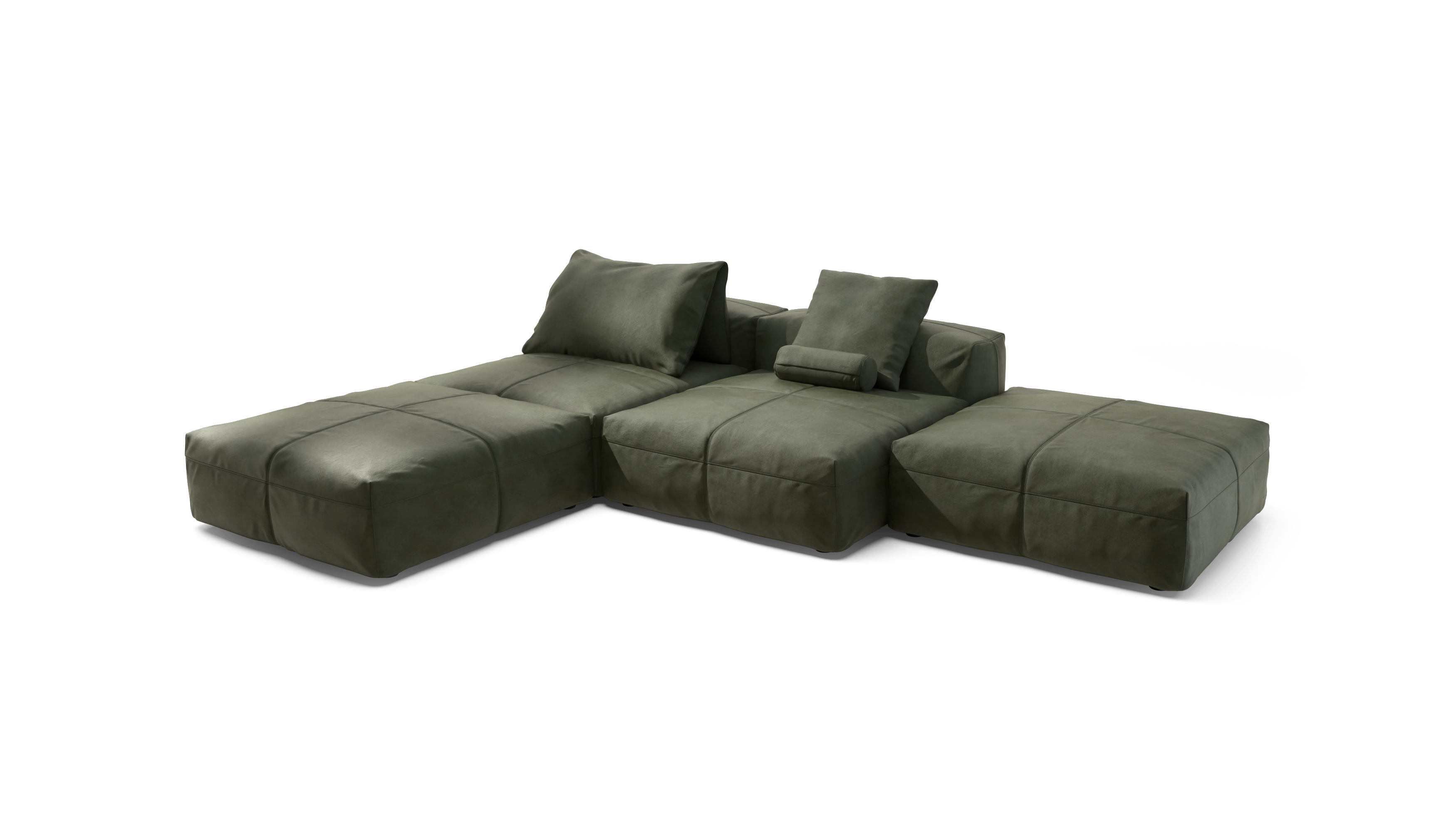 vetsak Sofa Set 08 Daybed divano 6 posti pelle oliva