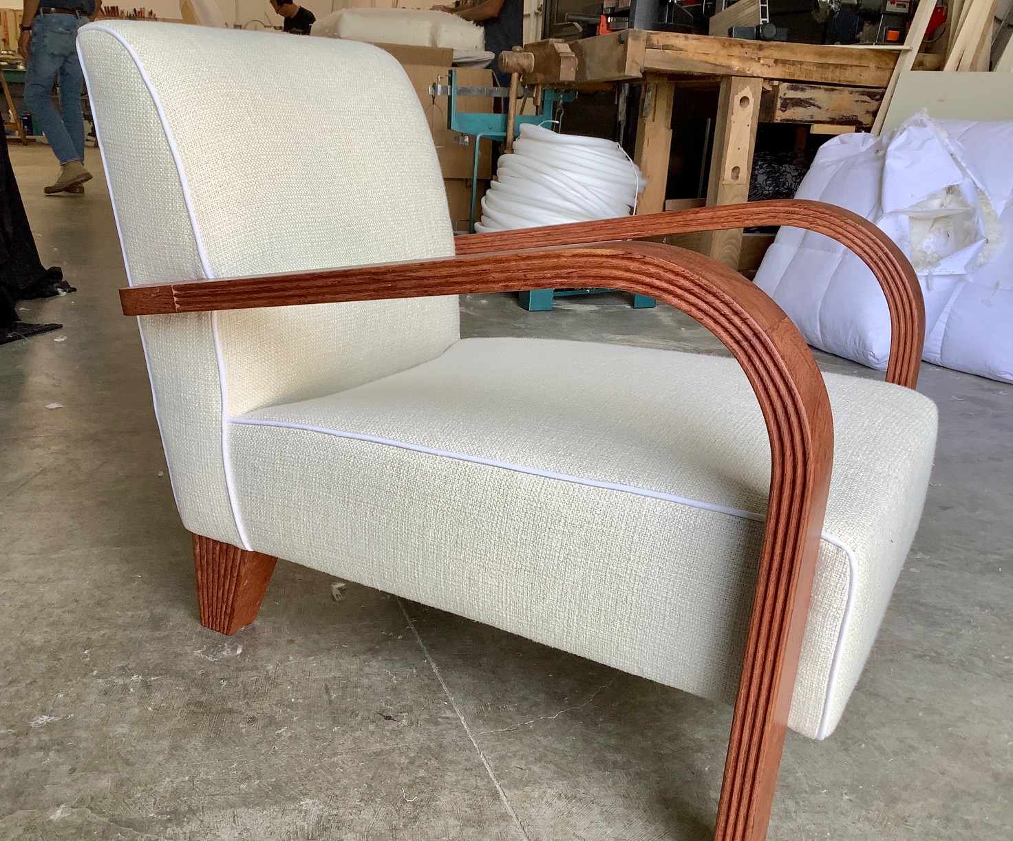 Ravasi African Rosewood poltroncina lino bianco neve
