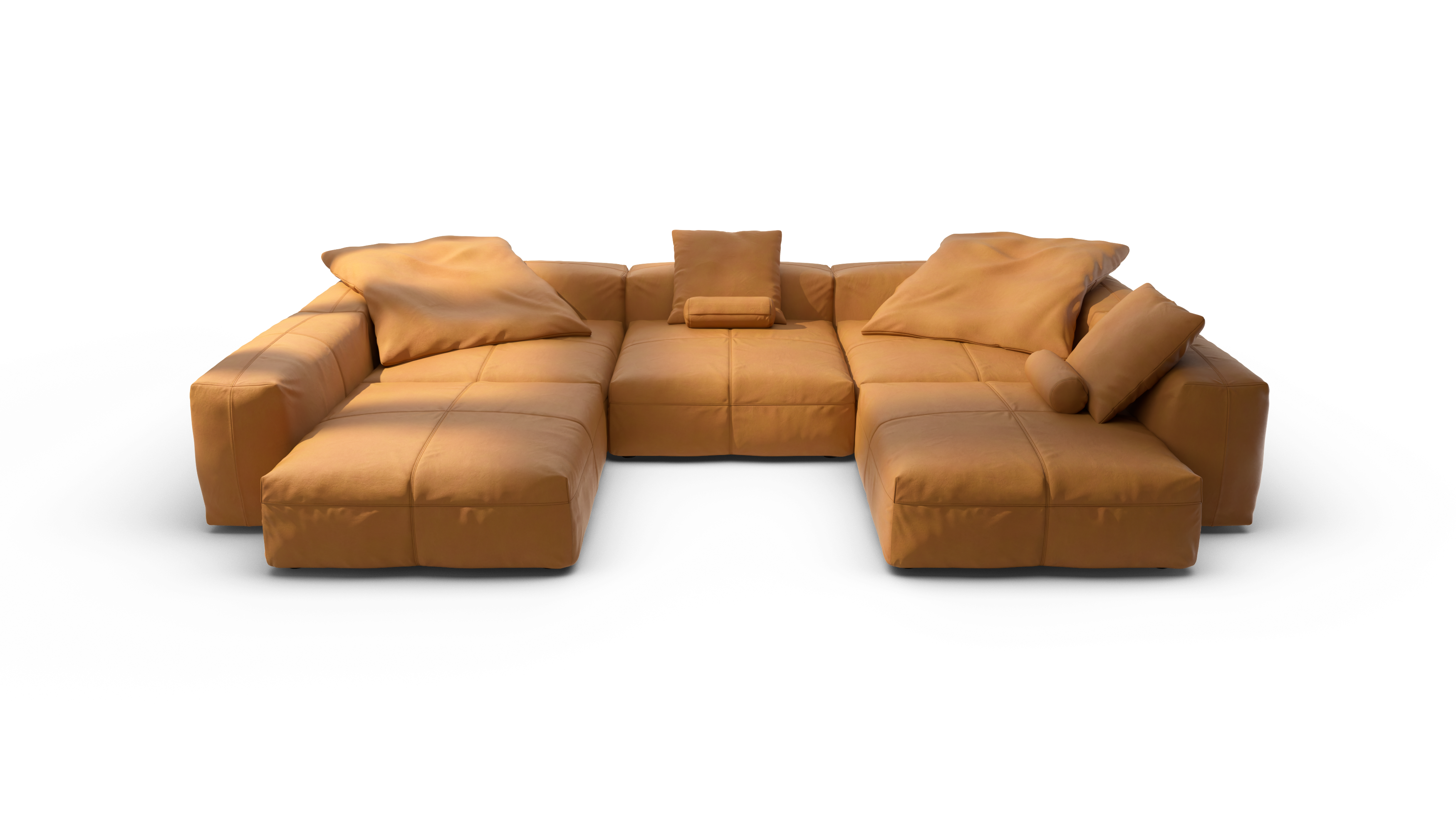 vetsak Sofa Set 06 divano modulare a U pelle marrone