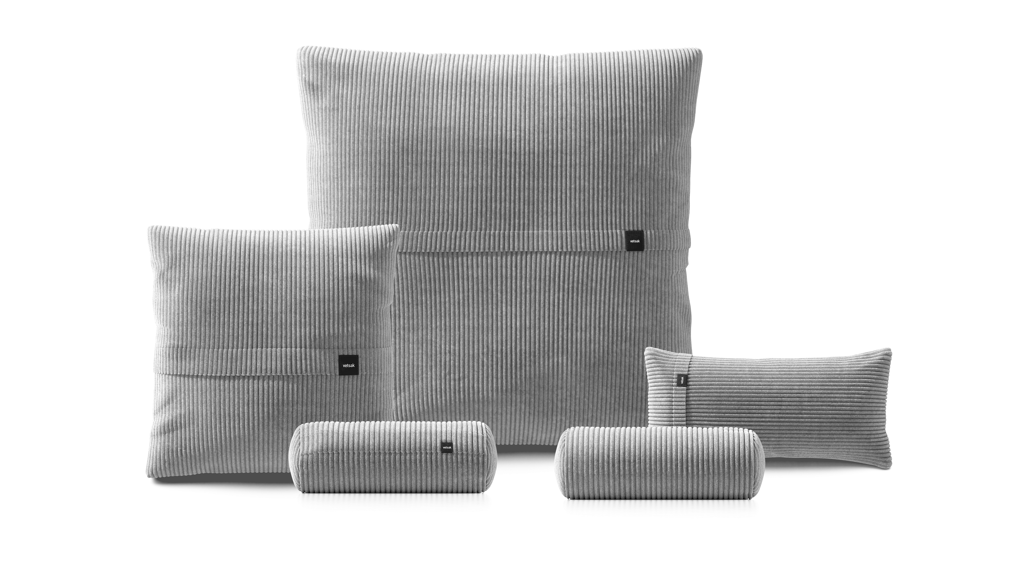 vetsak Pillow Set 4 set cuscini Cord Velour grigio chiaro