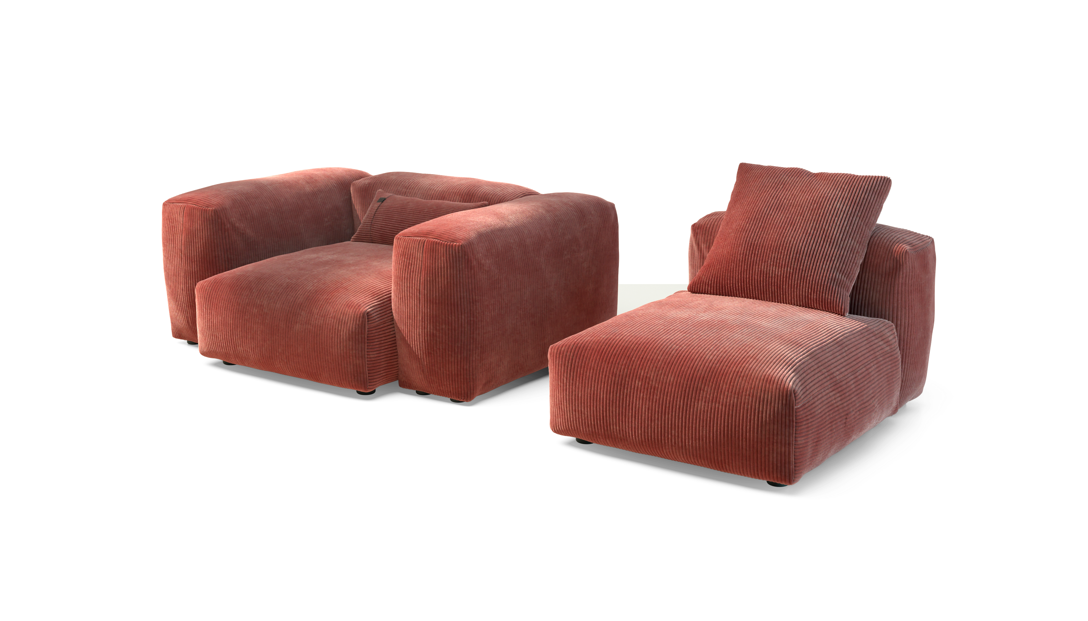 vetsak Sofa Set 02 Medium divano velluto mattone 230x115