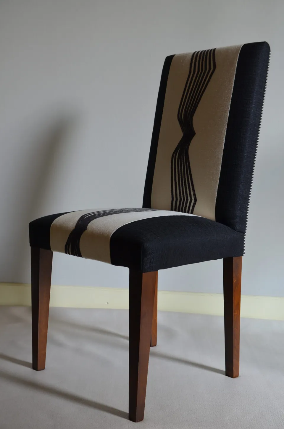 Ravasi Zig Zag sedia vintage pezzo unico lino nero